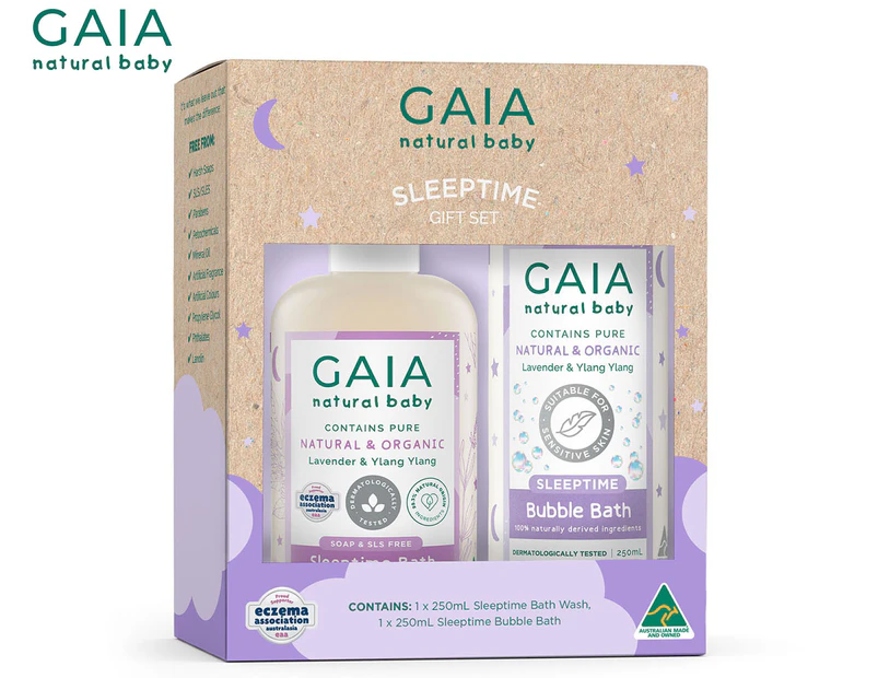 2pc Gaia Natural Baby 250ml Sleep Time Bath/ 250ml Bubble Bath Soap Free Wash