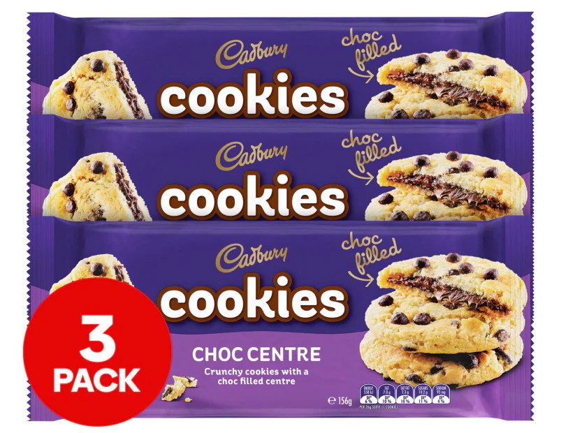 3 x Cadbury Cookies Crunchy Choc Centre 156g