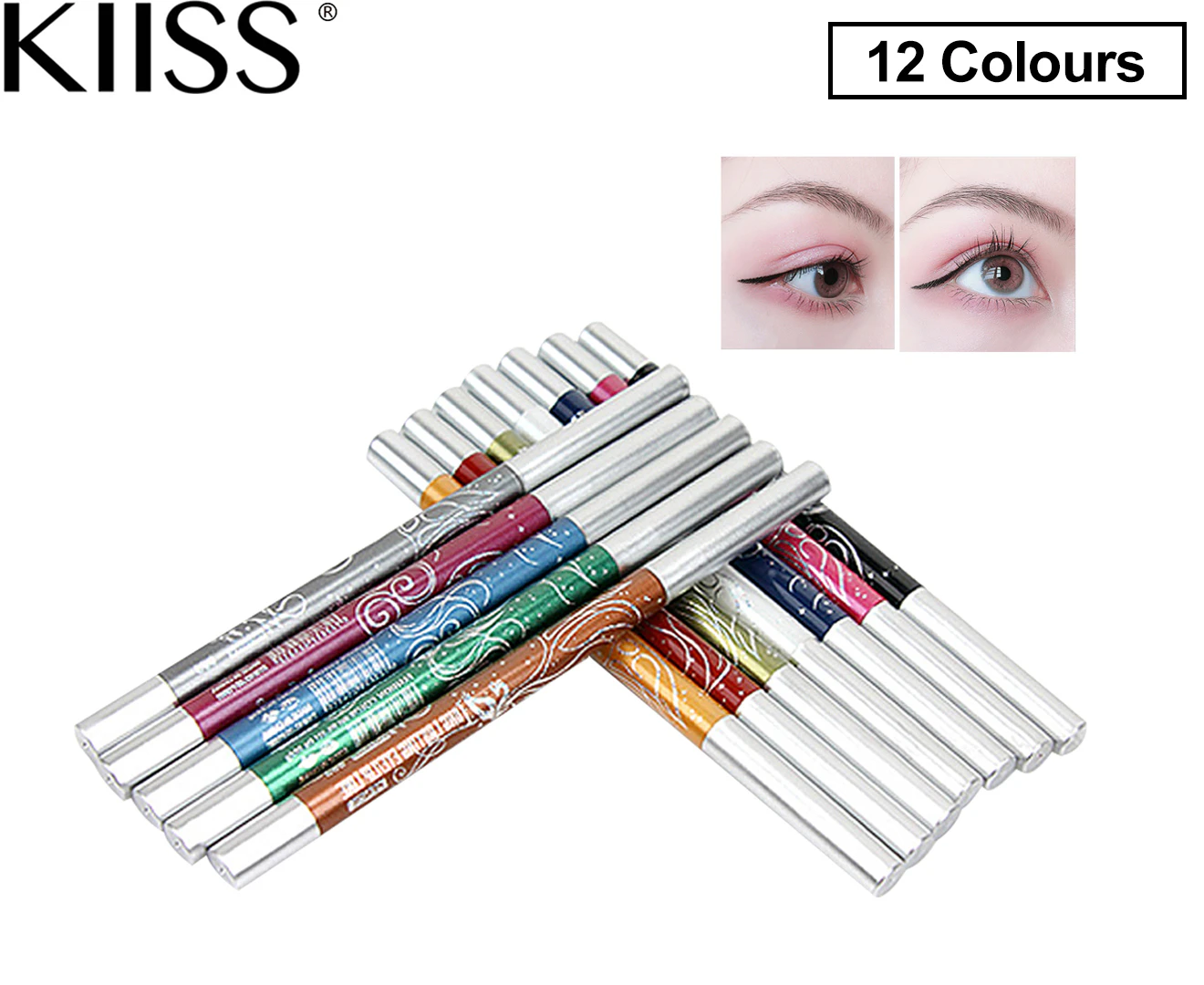 Kiiss-12 Color Eyeliner Pencil Cosmetic Makeup Pen Glitter