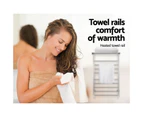 Devanti Electric Heated Towel Rail Rack 14 Bars Wall Mounted Clothes Dry Warmer