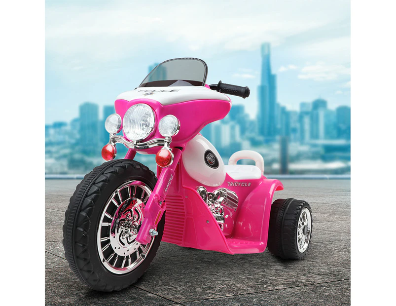 Rigo Kids Electric Ride On Patrol Police Car Harley-Inspired 6V Pink