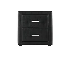 Artiss Bedside Table 2 Drawers Side Table Leather - CADEN Black
