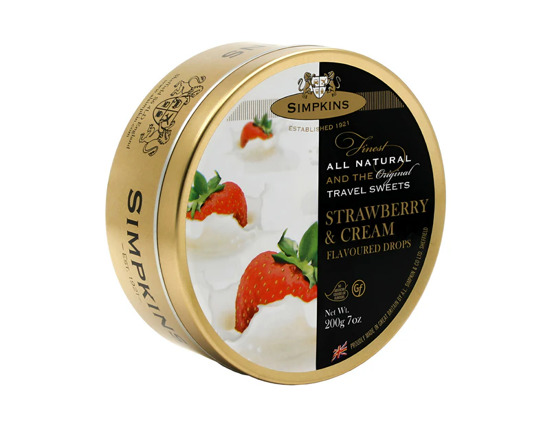 Simpkins Strawberry Drops 200g Tin