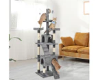 Pawz Cat Tree Scratching Post Scratcher Tower Condo House Furniture Grey 210cm - Grey