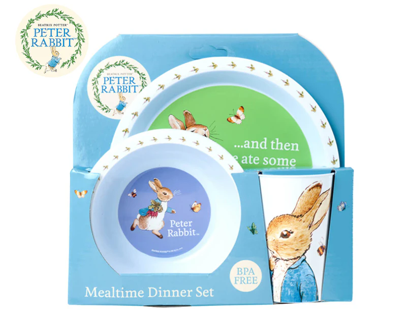 Beatrix Potter 3-Piece Peter Rabbit Mealtime Dinner Set - White/Green