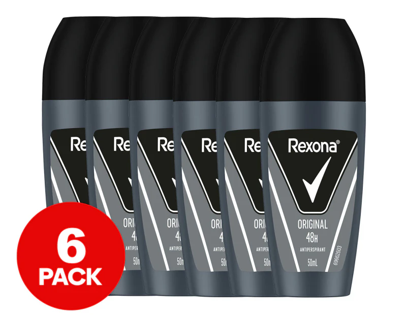 6 x Rexona Men Roll-On Deodorant Original 50mL