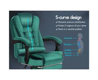 ALFORDSON Massage Office Chair Footrest Executive Velvet - Green