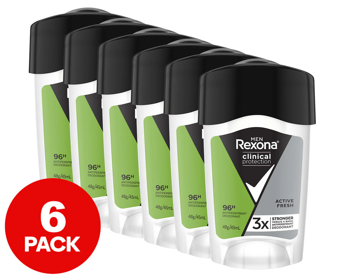 6 x Rexona Men Clinical Protection Deodorant Active Fresh 45mL