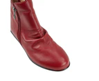 Hush Puppies Womens Paulette Heels Ankle Boots w Zip Leather Shoes - Rosewood