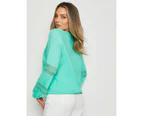 Rockmans 3/4 Sleeve Lace Detail Top - Womens - Spring Bud