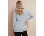 W.Lane Cowl Neck Fluffy Knit Top - Womens - Charcoal Marle