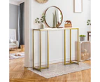 Oikiture Console Table Hallway Entry Side Tables Marble Effect Hall Display White&Gold