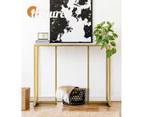 Oikiture Console Table Hallway Entry Side Tables Marble Effect Hall Display White&Gold