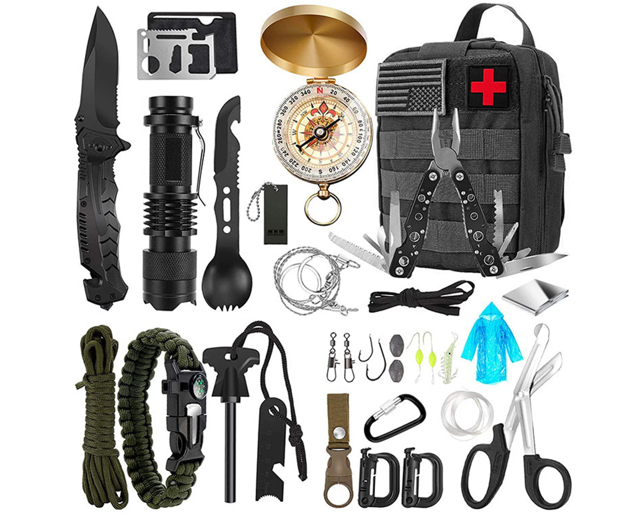 Emergency Survival Kit and First Aid Kit, Professional Survival Gear Tool  with Tactical Molle Pouch and Emergency Tent - AliExpress