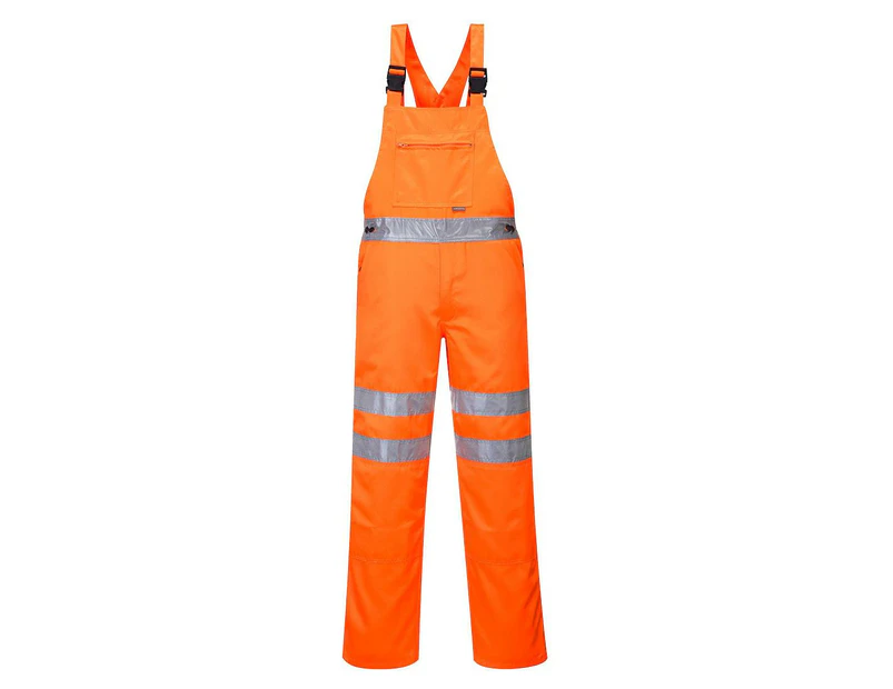 Portwest Mens RT43 Polycotton Hi-Vis Safety Bib And Brace Trouser (Orange) - PW1033