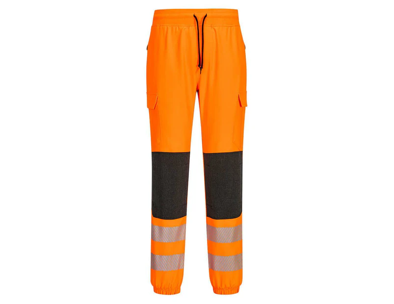 Portwest Mens KX3 Hi-Vis Flexible Safety Jogging Bottoms (Orange/Black) - PW1084