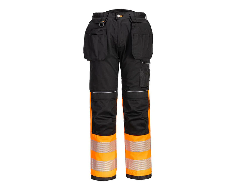 Portwest Mens PW3 Hi-Vis Holster Pocket Trousers (Orange/Black) - PW1036