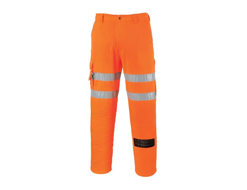 Portwest Mens Hi-Vis Rail Work Trousers (Orange) - PW1127