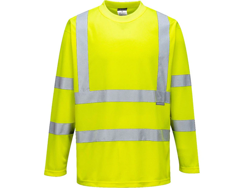 Portwest Mens Hi-Vis Long-Sleeved T-Shirt (Yellow) - PW1167