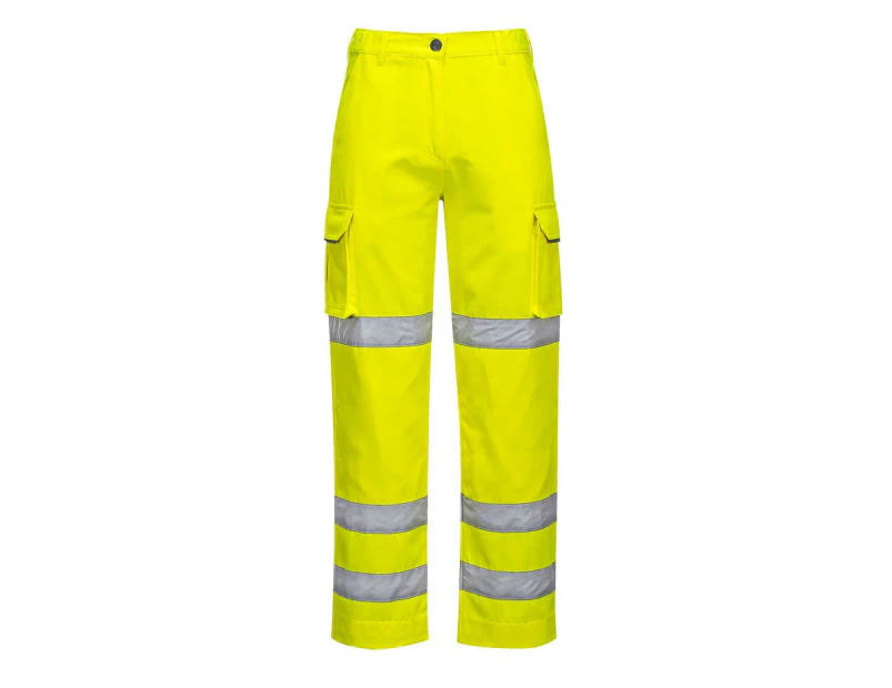 Portwest Womens Triple Band Hi-Vis Work Trousers (Yellow) - PW1412