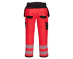 Portwest Mens T501 Hi-Vis Work Trousers (Red/Black) - PW1475