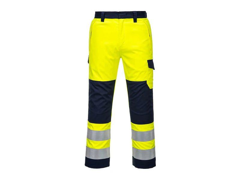 Portwest Mens Modaflame Hi-Vis Trousers (Yellow/Navy) - PW927