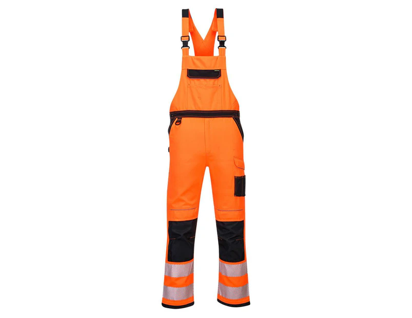 Portwest Mens PW3 Hi-Vis Safety Bib And Brace Overall (Orange/Black) - PW942