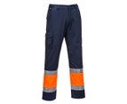Portwest Mens Contrast Hi-Vis Work Trousers (Orange/Navy) - PW943