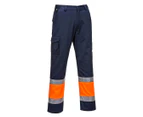 Portwest Mens Contrast Hi-Vis Work Trousers (Orange/Navy) - PW945