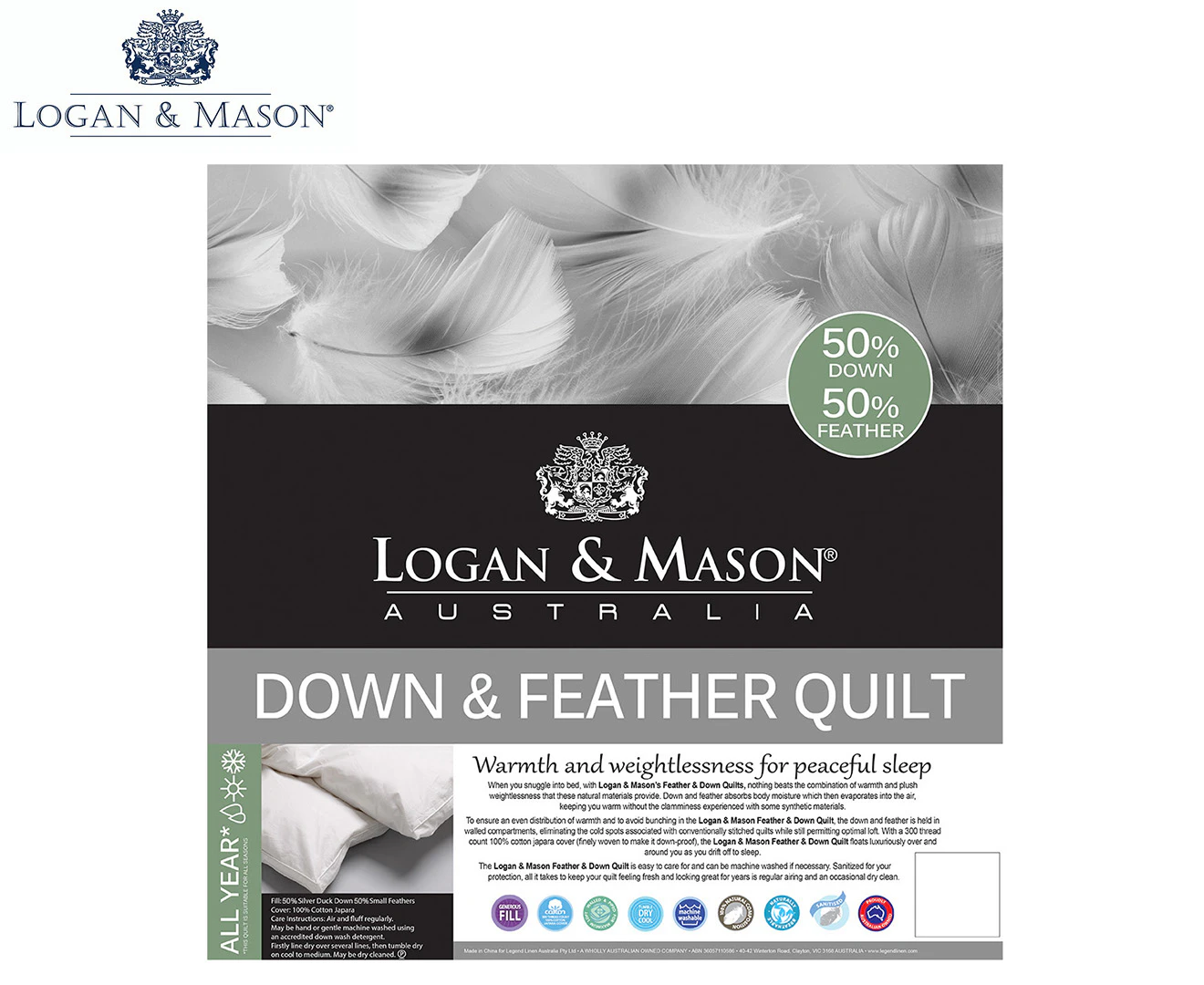 Logan & Mason 50 Down & 50 Feather Quilt