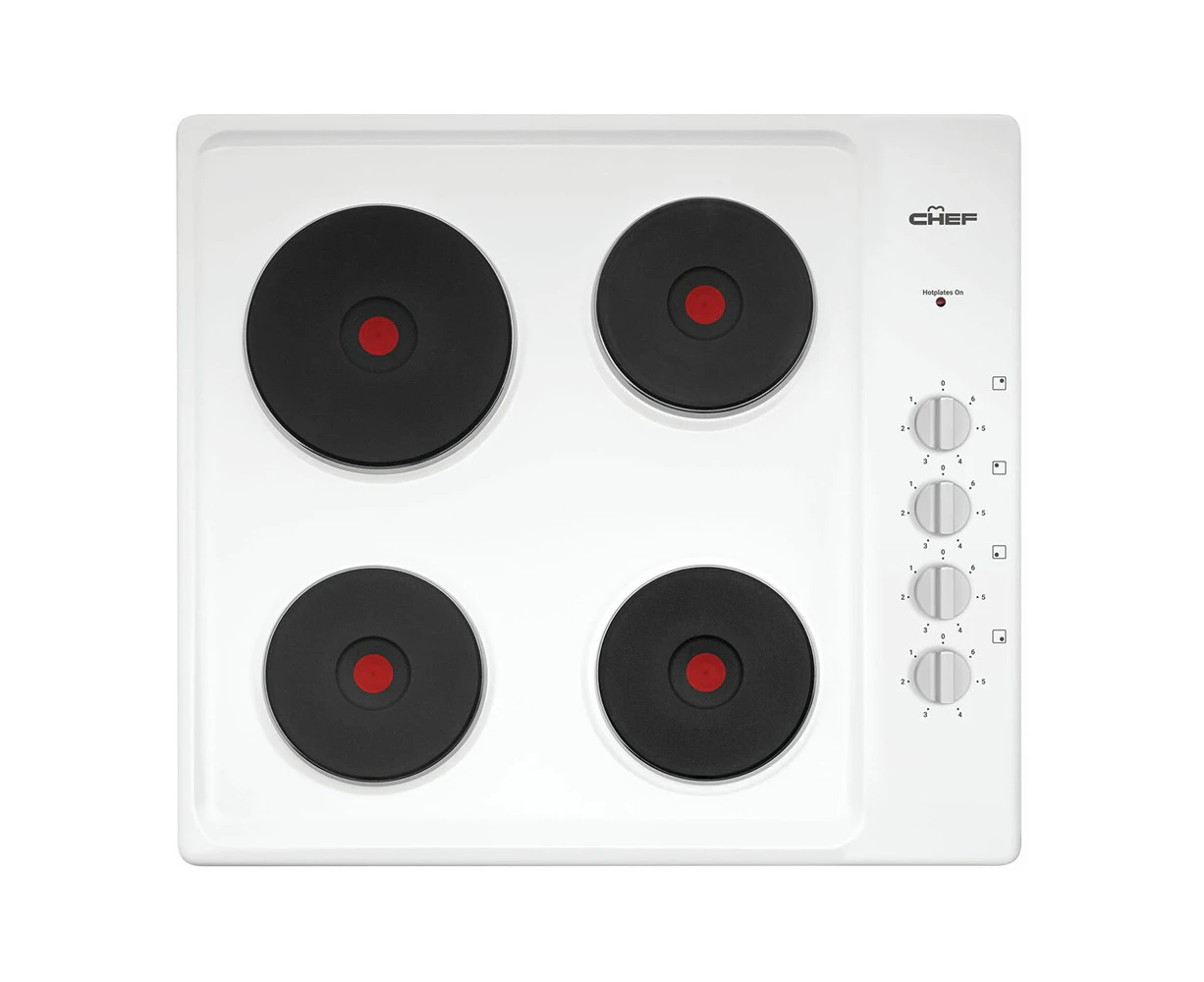 Chef 60cm White Enamel Electric Cooktop CHS642WB