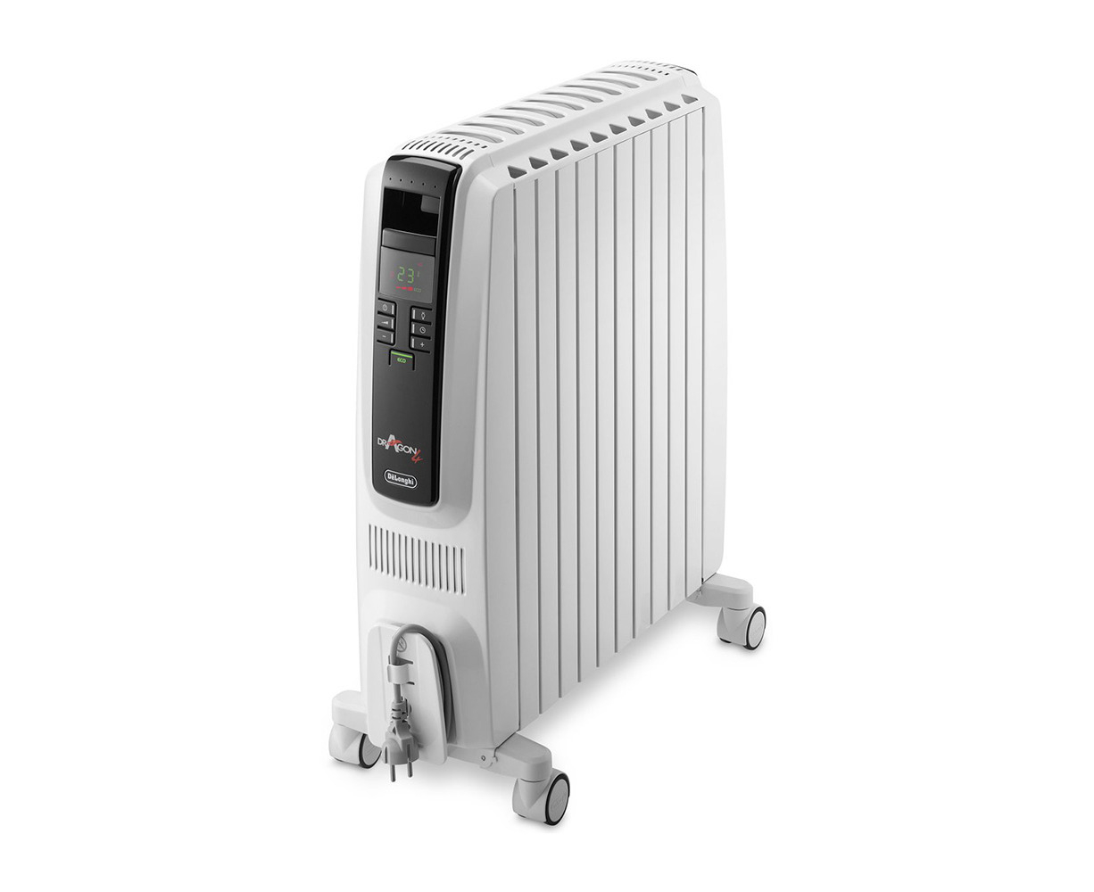 DeLonghi TRD42400ET Dragon4 2400W White Oil Column Heater w Timer