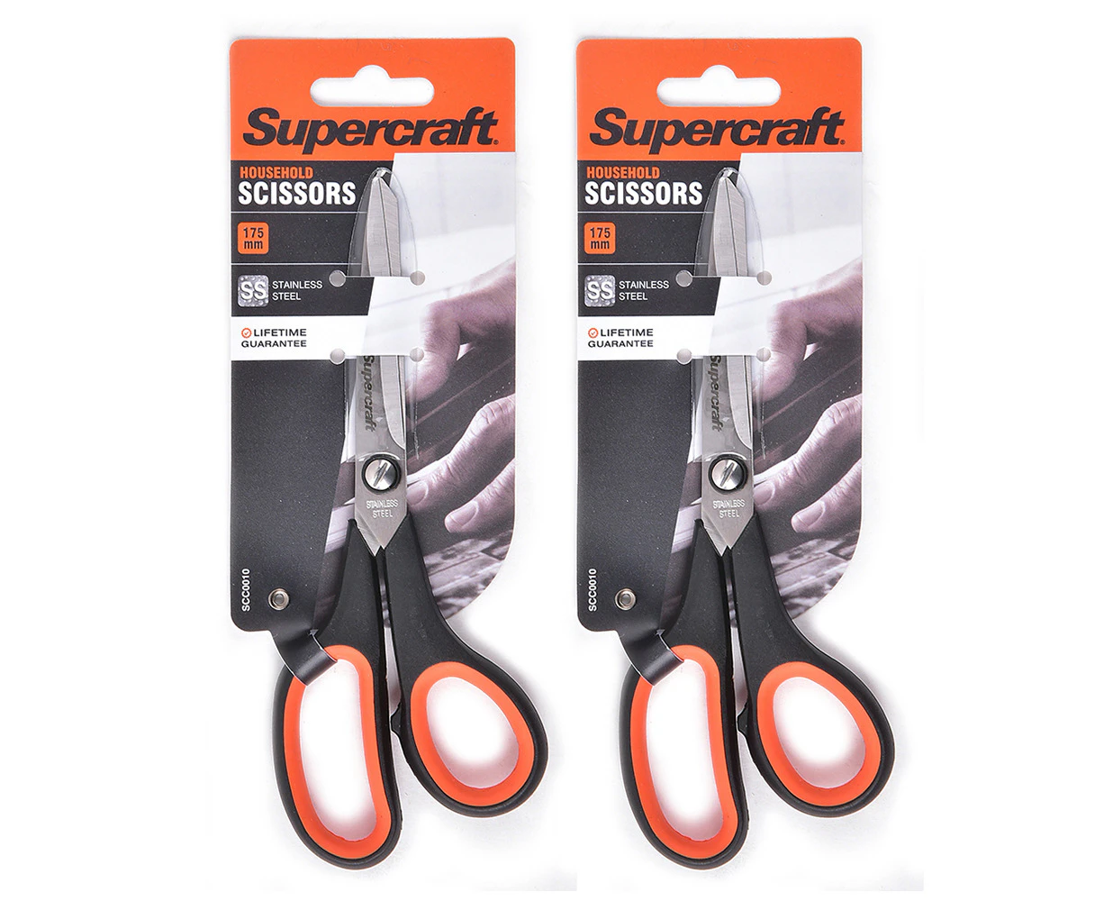 2x Supercraft General Purpose Heavy Duty Home Scissors Stainless Steel 175mm