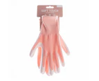 3x Pairs Soft Polyester Protective General Gardening Gloves Red Pastel Small