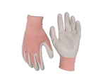 3x Pairs Soft Polyester Protective General Gardening Gloves Red Pastel Large