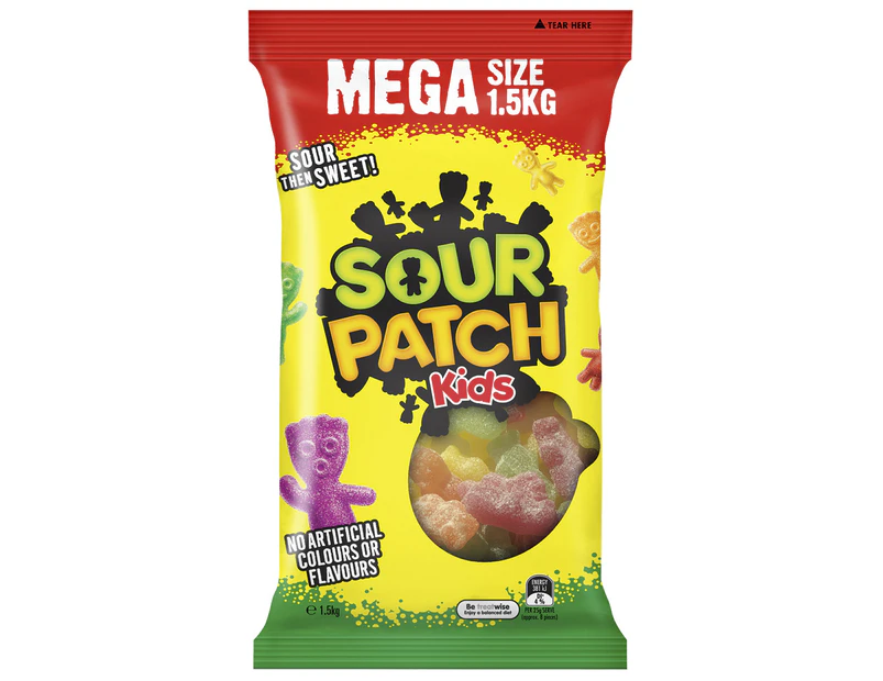 Sourpatch Kids Mega Size Party Confectionery Sour Chew Lolly/Candy Bag 1.5kg