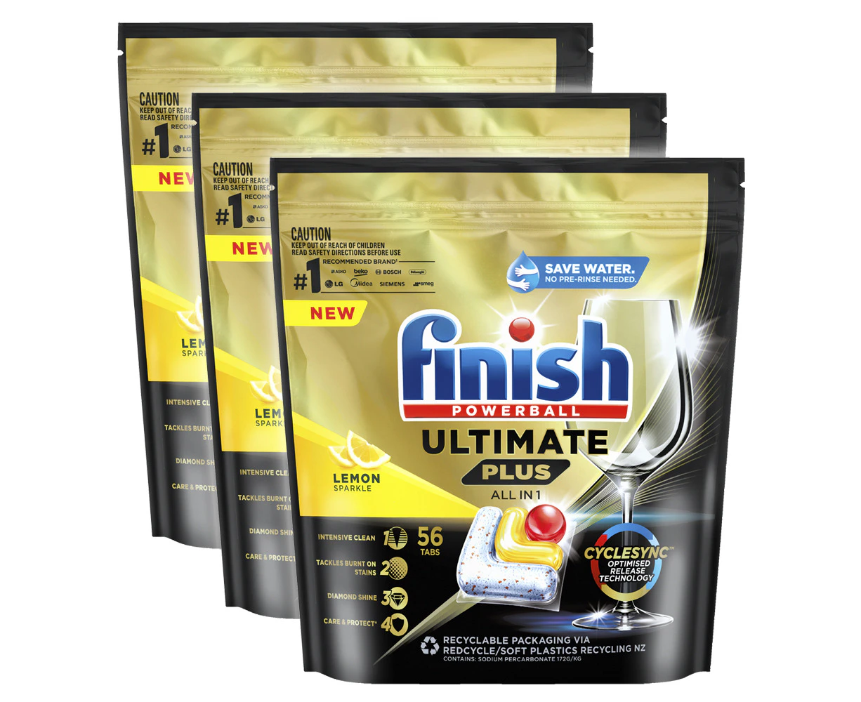 168pc Finish Powerball Ultimate Plus All In 1 Dishwashing Tablets Lemon Sparkle