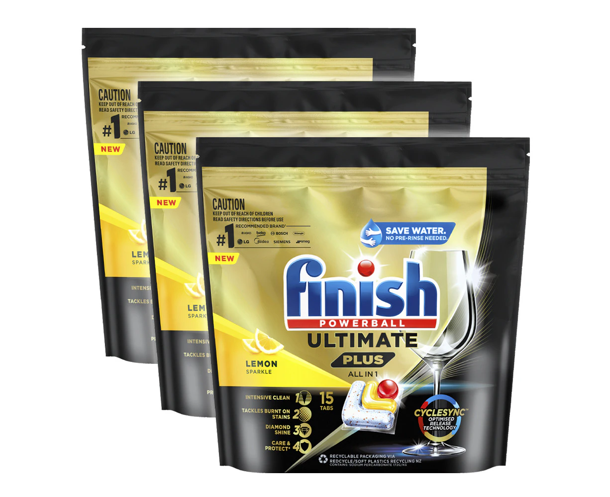 45pc Finish Powerball Ultimate Plus All In 1 Dishwashing Tablets Lemon Sparkle