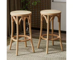 Artiss 2x Bar Stoosl Rattan Seat Wooden