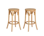 Artiss 2x Bar Stoosl Rattan Seat Wooden