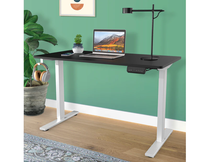 Ufurniture Electric Standing Desk Height Adjustable 120cm Splice Board Bright Silver Frame/Black Table Top