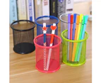 SunnyHouse 4Pcs Desk Simple Practical Round Grid Metal Pen Holder Container Storage Box-Blue