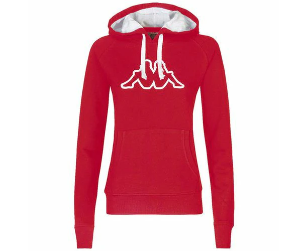 Kappa Womens Logo Zeleril Slim Red/White Hoodie Performance Jumper - Red/White