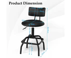 Giantex Adjustable Height Bar Stool 360° Swivel Backrest Chair Ergonomic Salon Stool PU Leather Black