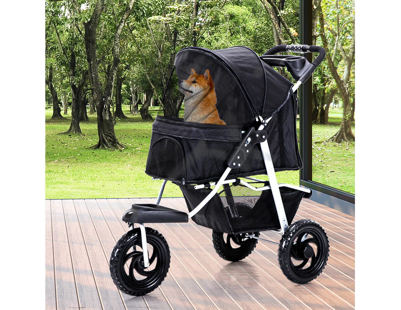 Pawz Pet Stroller Pram Dog Carrier Trailer Strollers 3 Wheels Foldable Large