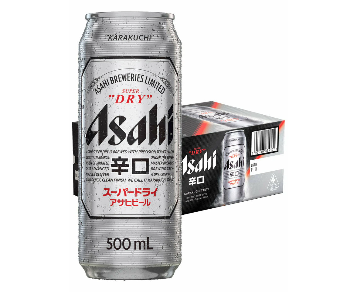 Asahi Super Dry Beer Case 4 X 6 Pack 500ml Cans