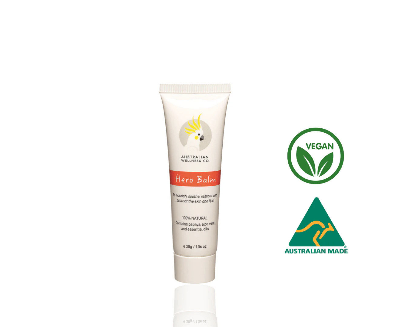 Australian Wellness Co. Hero Balm Moisturizing Body + Lip Balm [papaya + Organic Coconut Oil] 1.06oz/30g