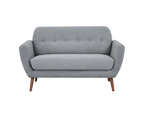 Lilliana 2 Seater Sofa Fabric Uplholstered Lounge Couch - Light Grey