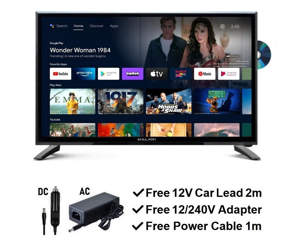 ENGLAON 32″ HD Android Smart LED 12V TV with Chromecast