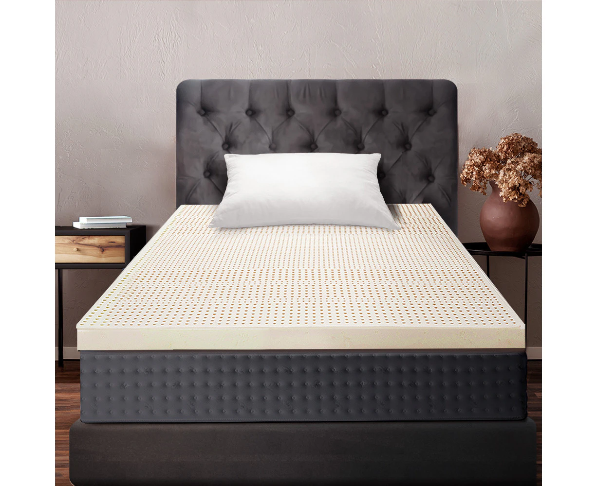 Mona Bedding Natural Latex Mattress Topper 75mm King Single 7 Zone Underlay Protector KS Bed Pad Mat